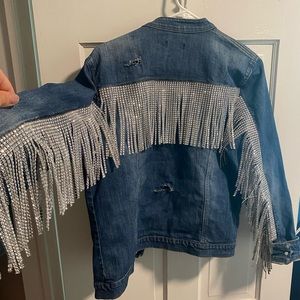 Rhinestone Fringe Denim Jacket